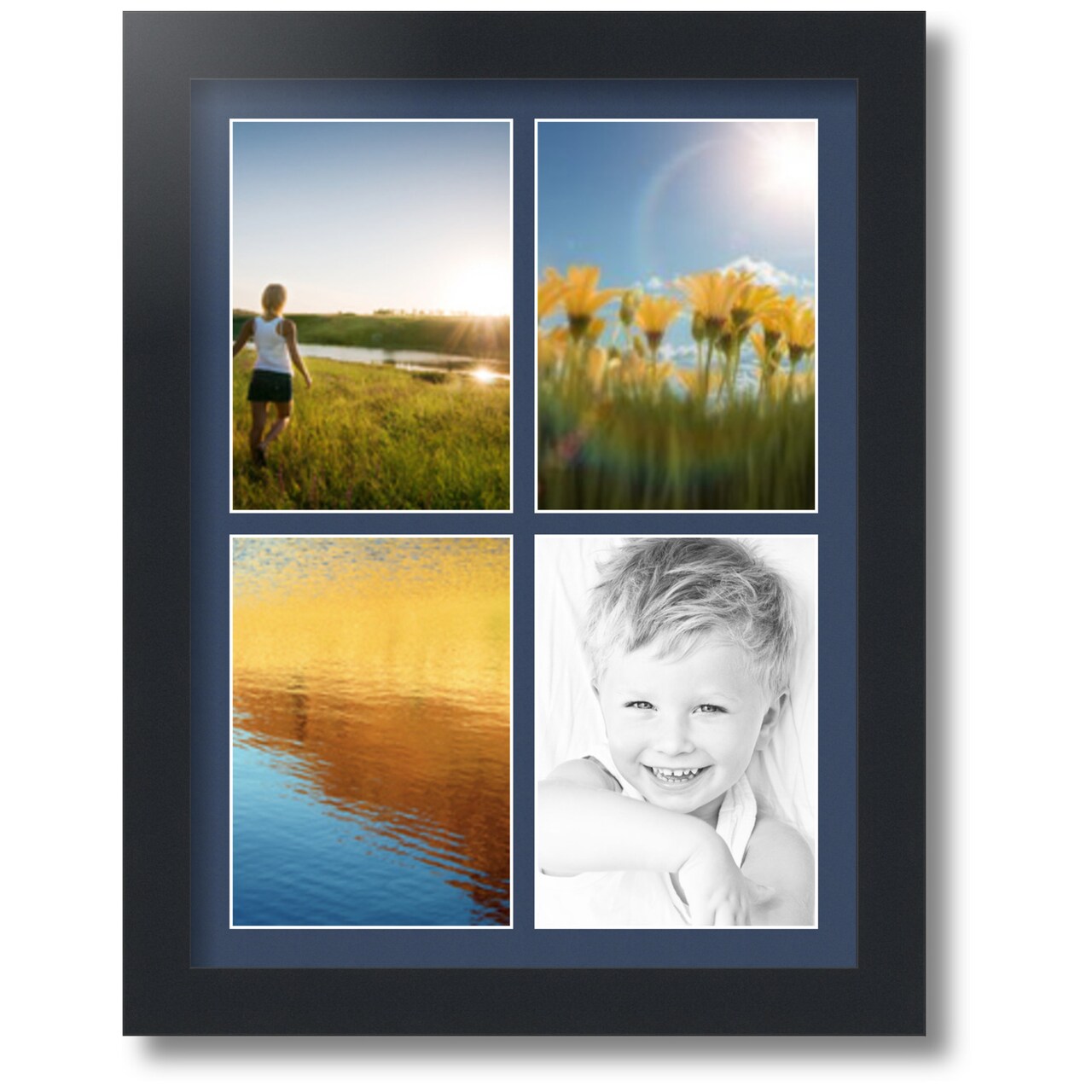 ArtToFrames Collage Photo Picture Frame with 4 - 5x7 inch Openings, Framed in Black with Over 62 Mat Color Options and Regular Glass (CSM-3926-2153)